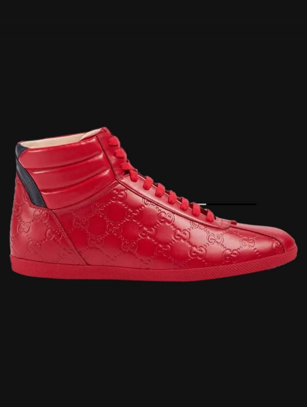 Gucci Authentic Red High Top Ace Embroidered Signatue GG Sneaker US Size 9.5 Men